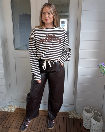 Prosecco Stripe Longsleeve - Bruin/Ecru
