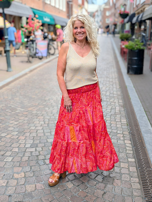 Sunset paisley maxi rok - Oranje/Roze