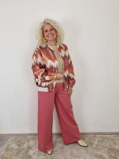 Barbera bomber jas - Blush/ orange/ beige metallic