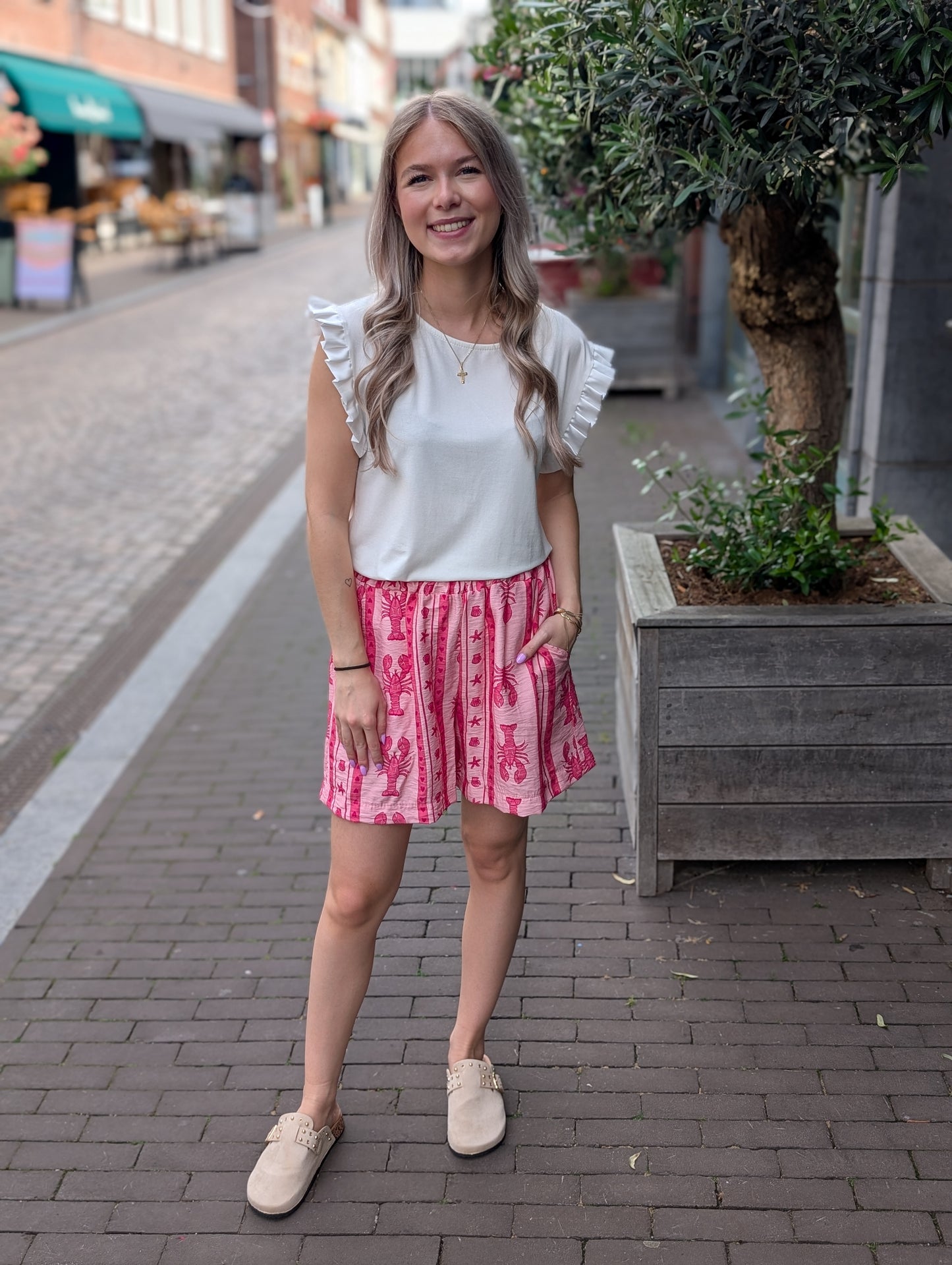Summer short kreeft print - Roze