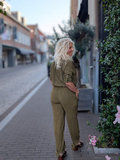 Bibara ballon broek met strik onderin - Pistache