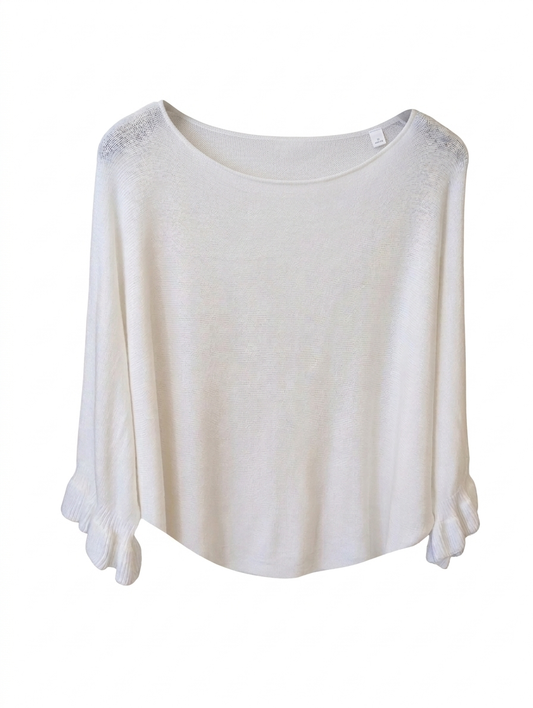 Lola vleermuis ruffle trui - Wit