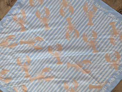 Kreeft sjaal - Beige  / blauw / off white