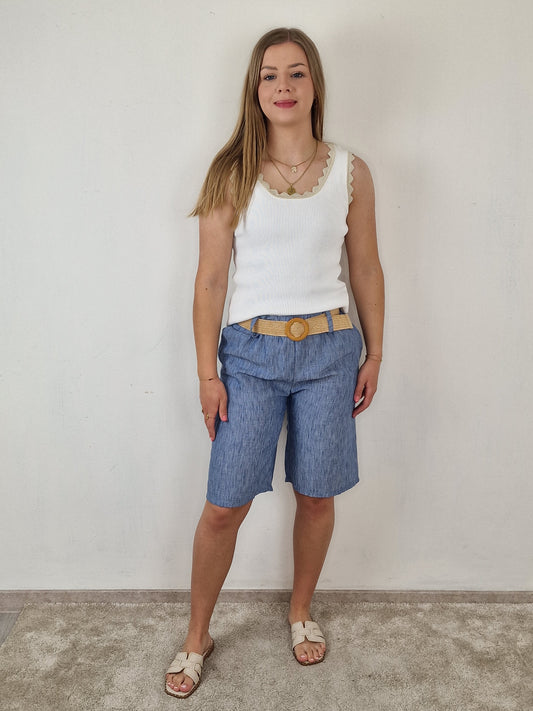 Sandra short met riem - Blauw