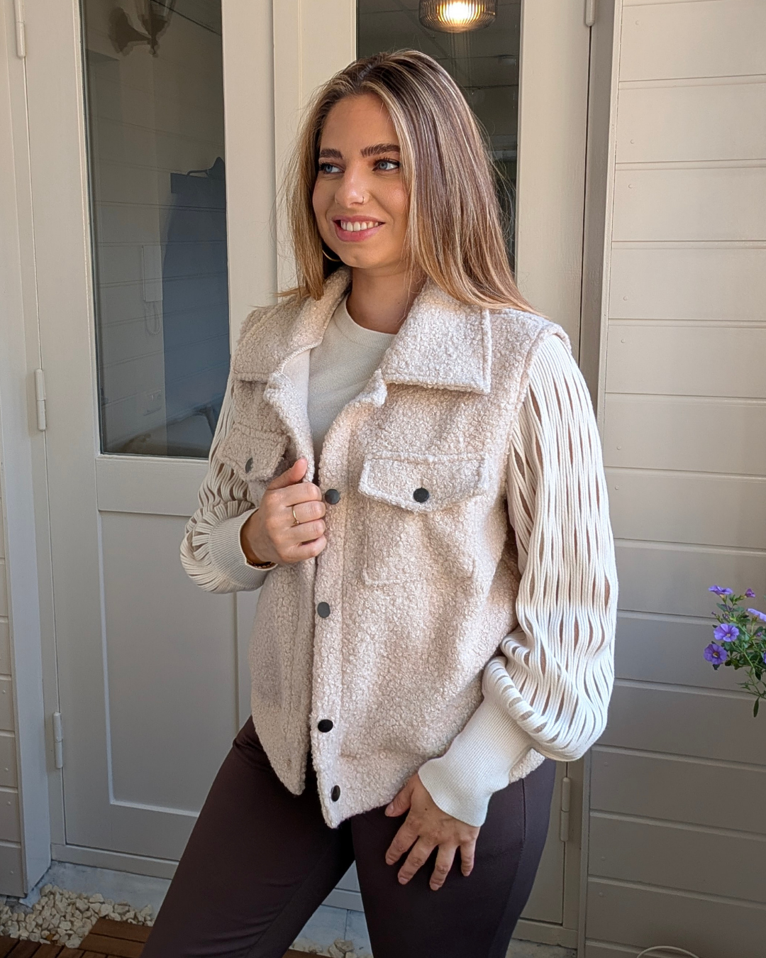 Teddy gilet - Beige