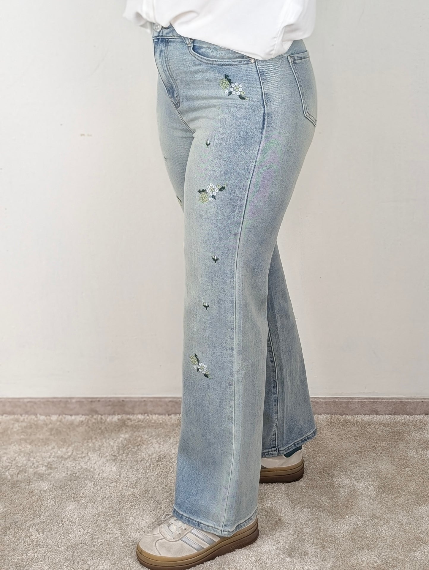 Ella Miss Bon wide leg flower jeans - Flower