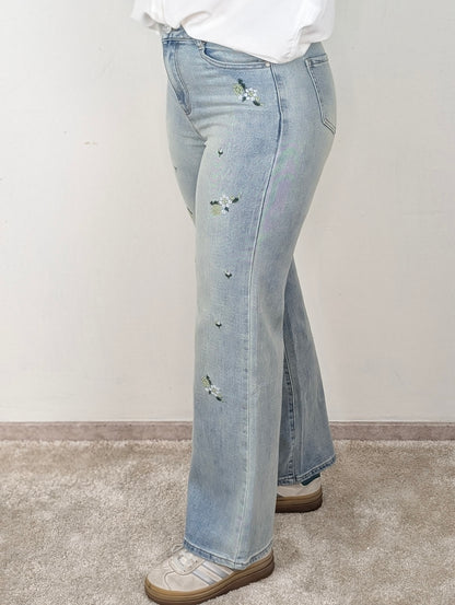 Ella Miss Bon wide leg flower jeans - Flower