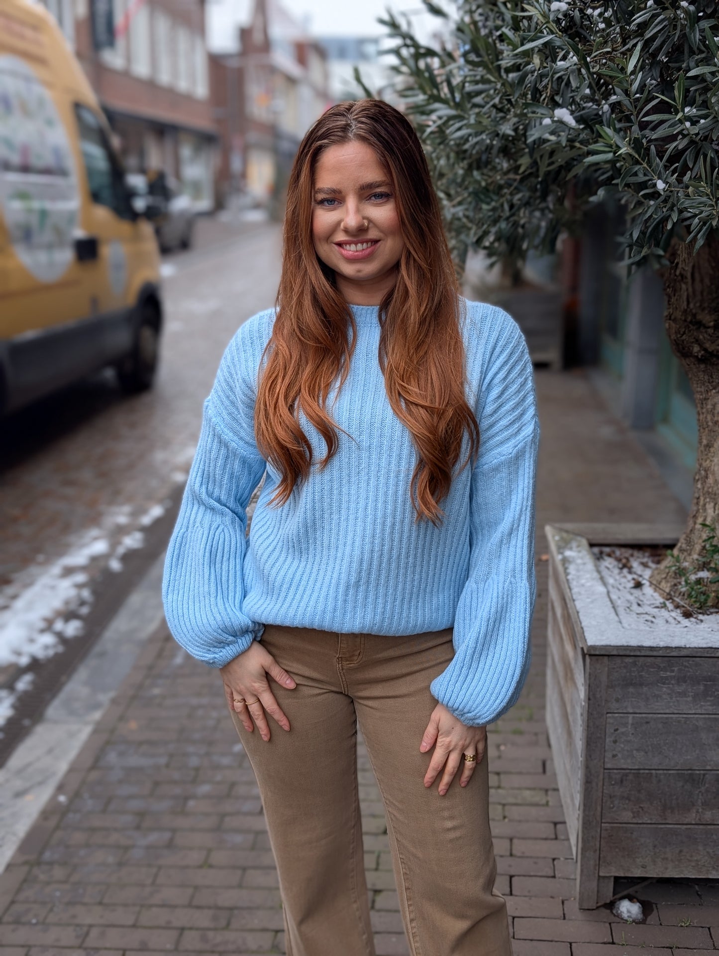 Trui Eefje ballonmouw - Lichtblauw