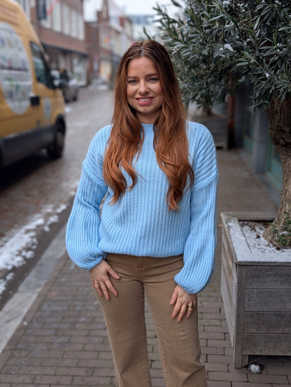 Trui Eefje ballonmouw - Lichtblauw