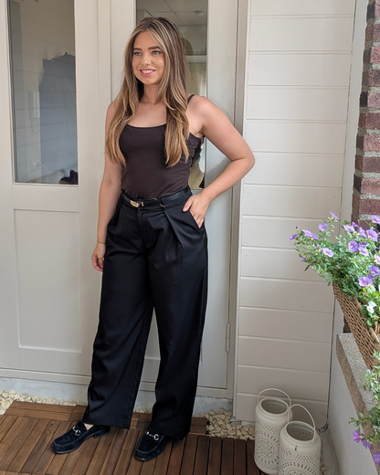 Pantalon Gwen met riem - Zwart