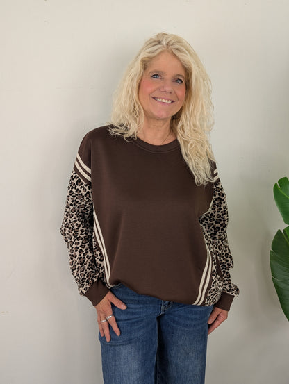 Sporty panter sweater - Bruin