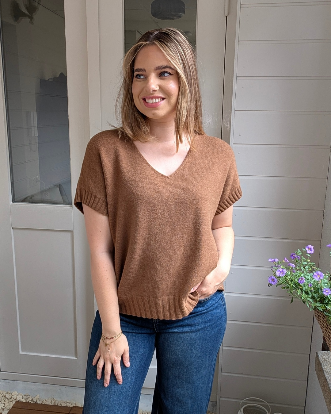 Joly V-hals knit - Caramel