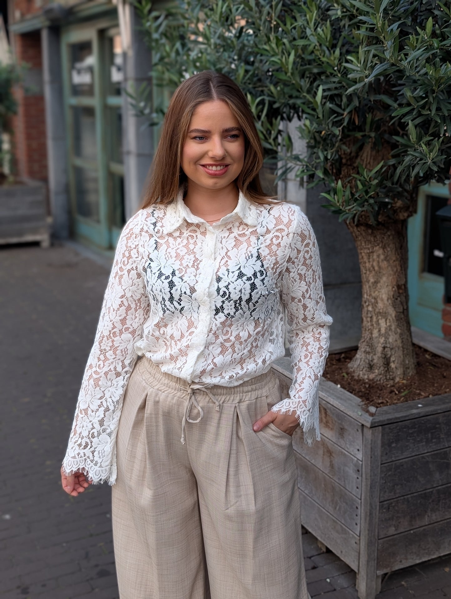 Kanten blouse Claire - Off white