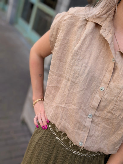 Linnen blouse Veerle - Camel