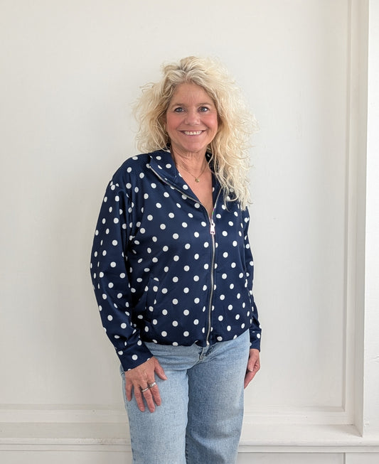 Fanny polkadot jas - Donkerblauw/ wit