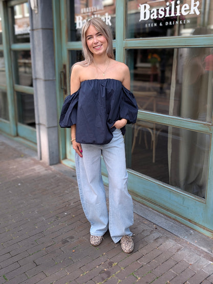 Off the shoulder blouse top - Donker blauw