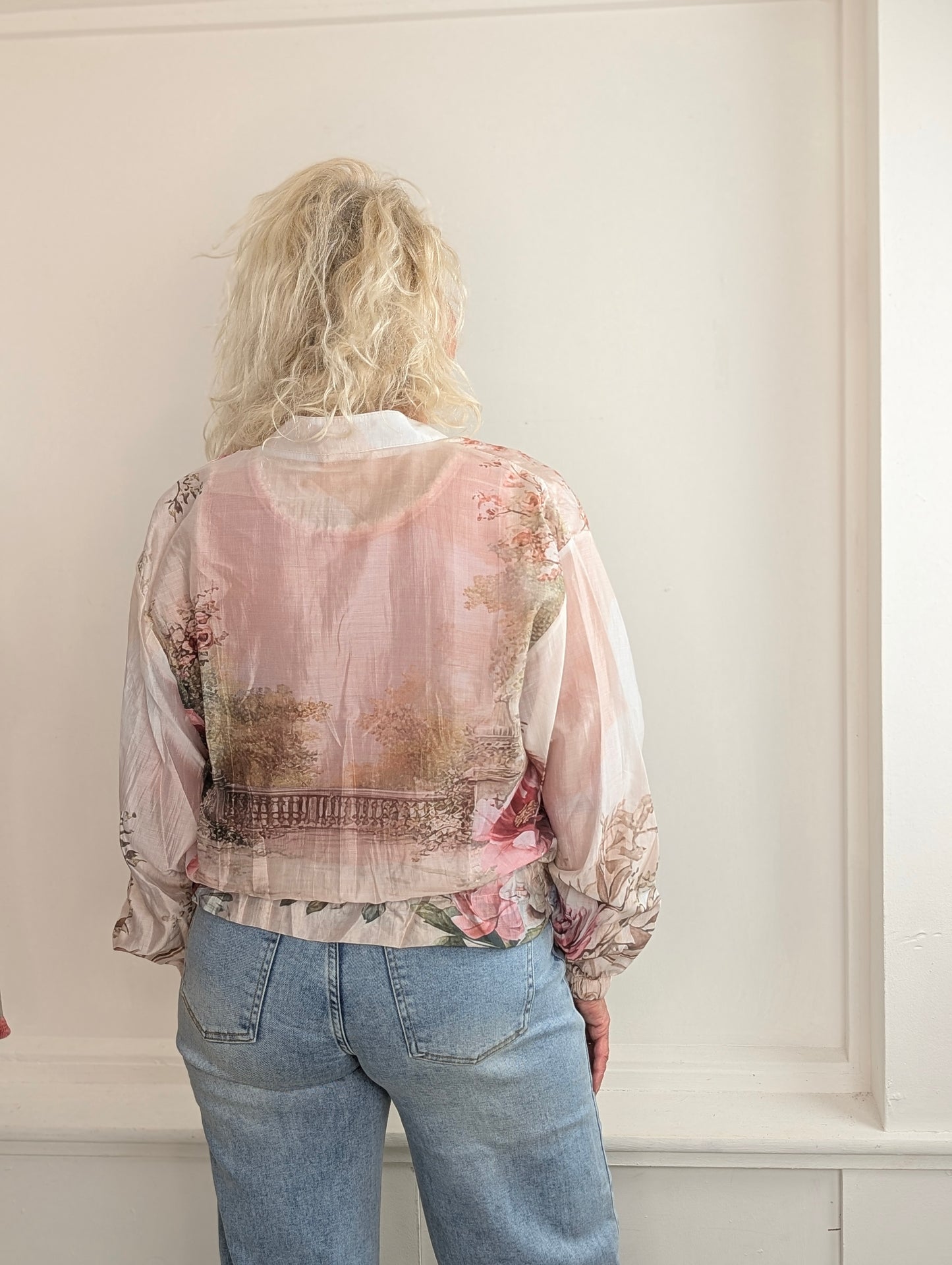 Blouse/vest bomber Flower garden - Ecru