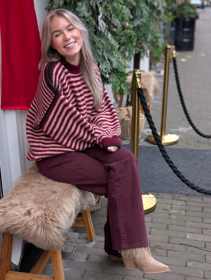 Gebreide trui Semra - Rood/Roze