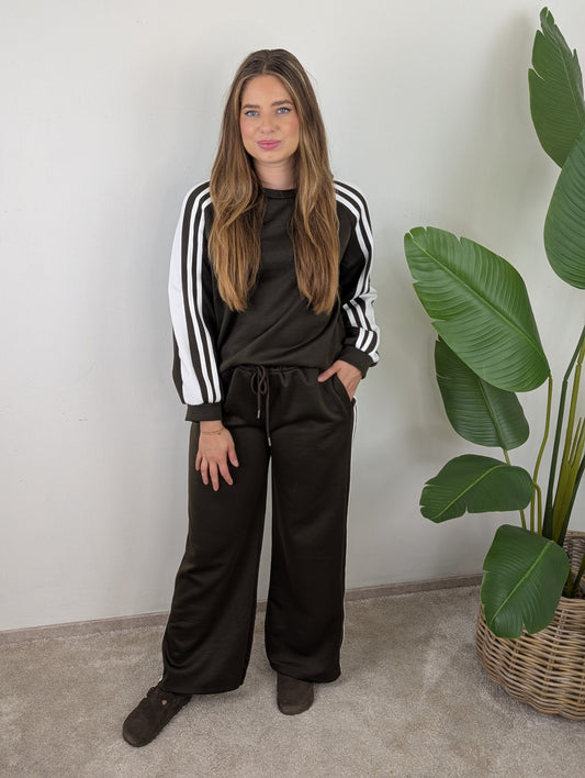 Sporty Chic Comfy set - Bruin / Ecru