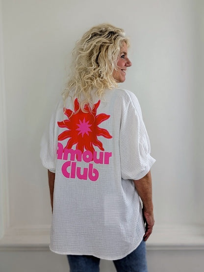 Amour club oversized blouse - Wit