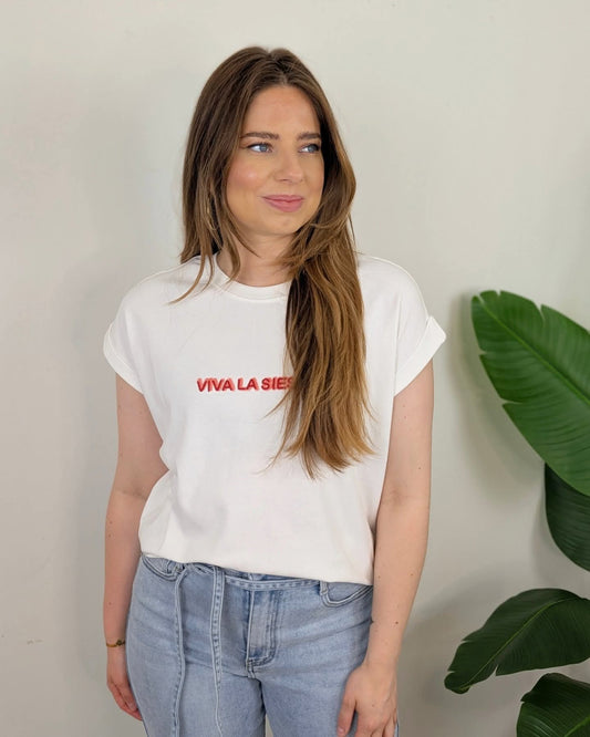 Viva la sies shirt Zusss - Wit/ koraal/ rood