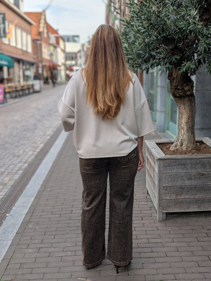 Komy wide leg - Bruine stoere wassing