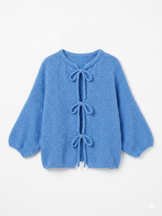 Bow Knit Cardigan - Kobaltblauw