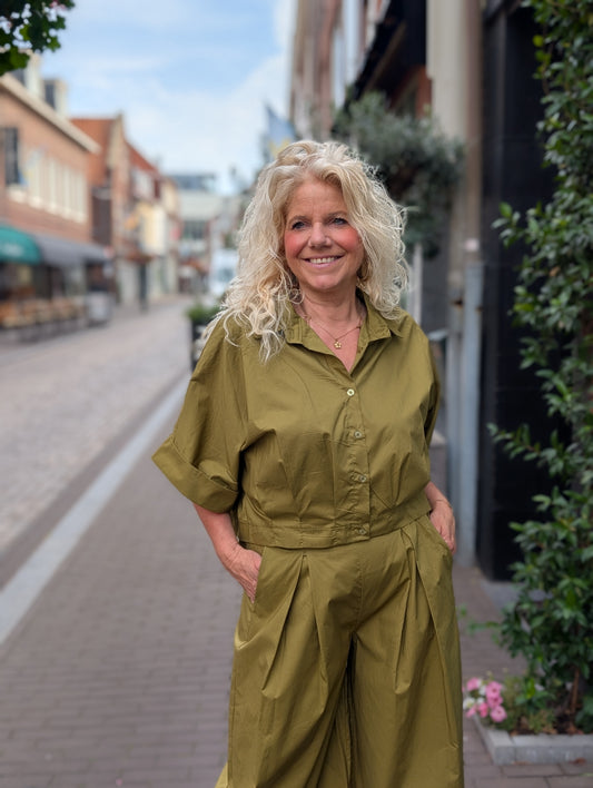Bo blouse met elastieke band - Pistache
