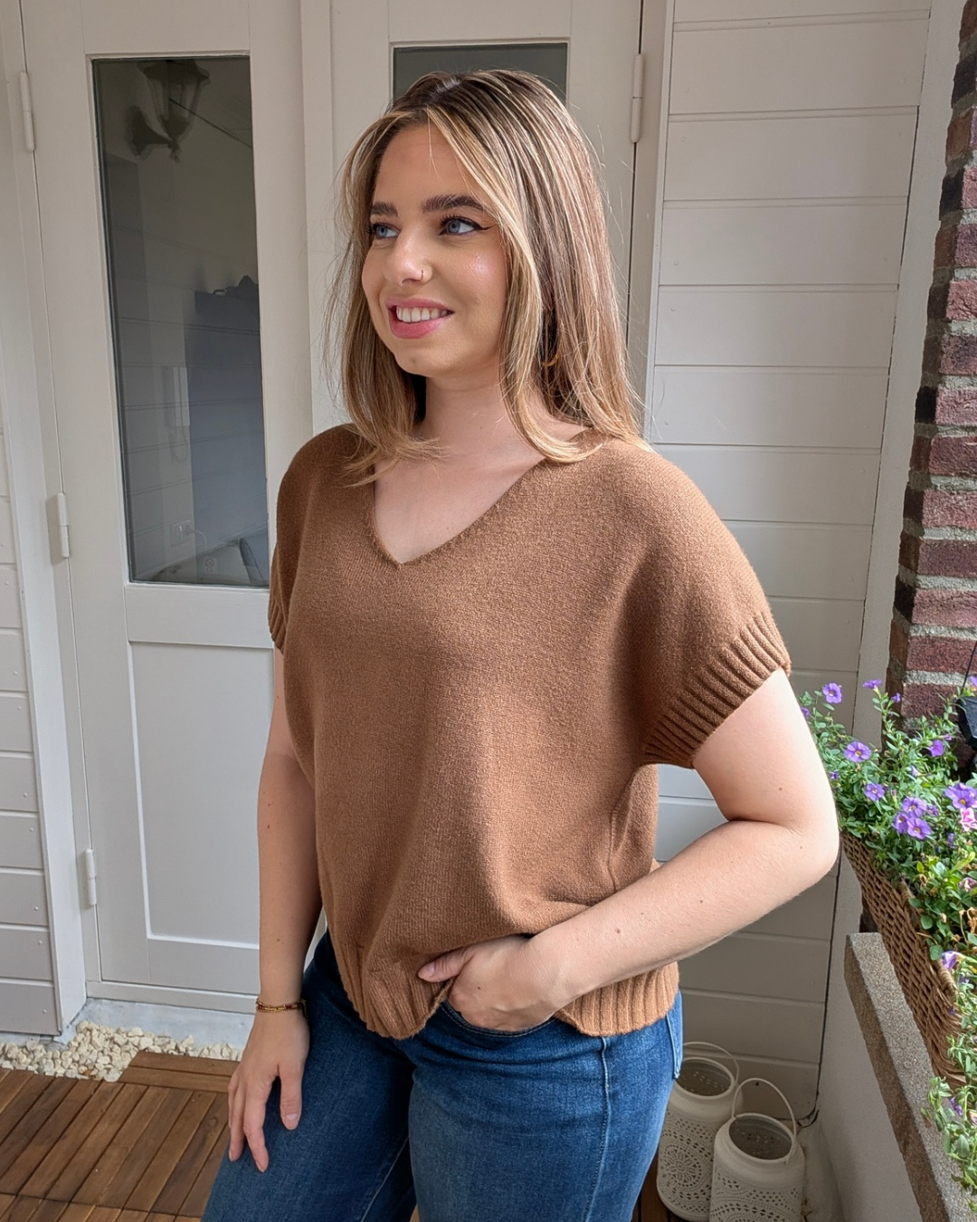 Joly V-hals knit - Caramel