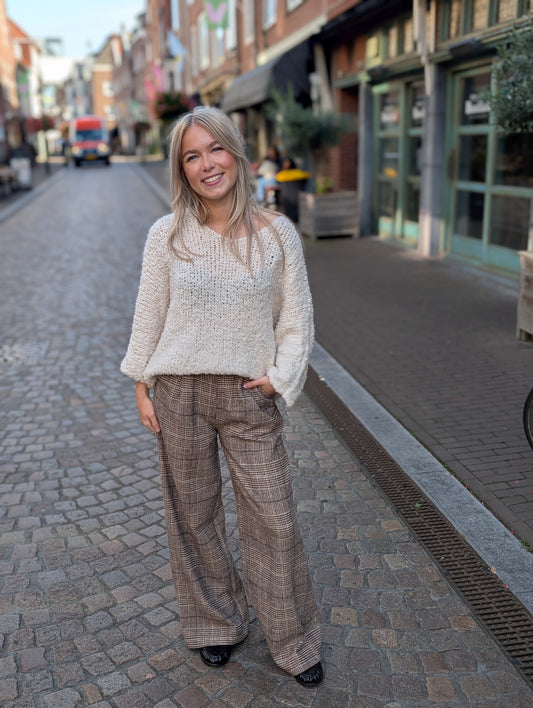 Jilly ruitjes pantalon - Taupe / bruin / creme