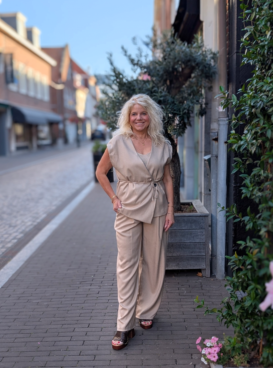 Jacky pantalon met riem - Beige