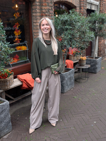 Hilde blouse met elastiek onderin - Groen