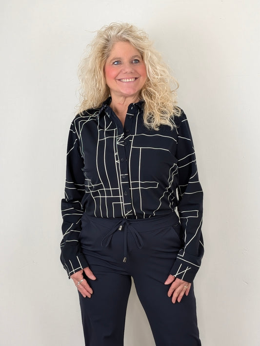 Mi Piace Karin blouse - Dark blue/ kit geometric line