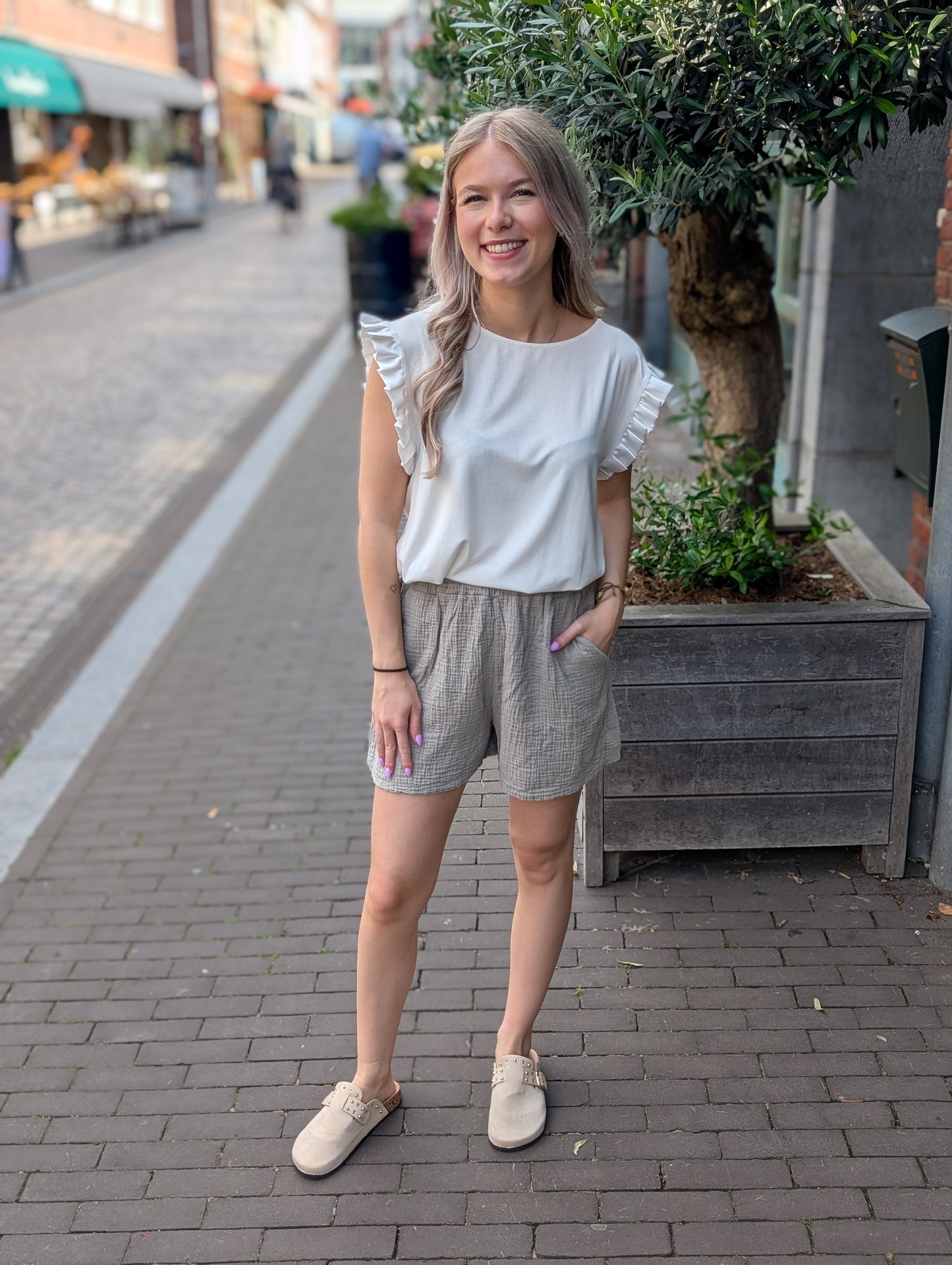 Katoenen short Joyce - Sand