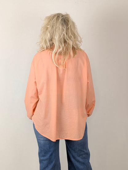 Yara blouse met opengewerkte bloemen  - Orange