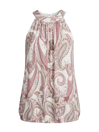 Multi way haltertop Paisley print - Lichtroze