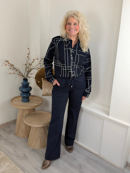 Mi Piace Karin blouse - Dark blue/ kit geometric line