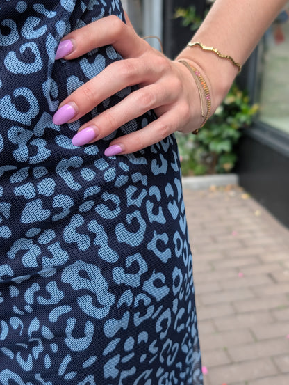 Panter mesh stof jurk - Blauw