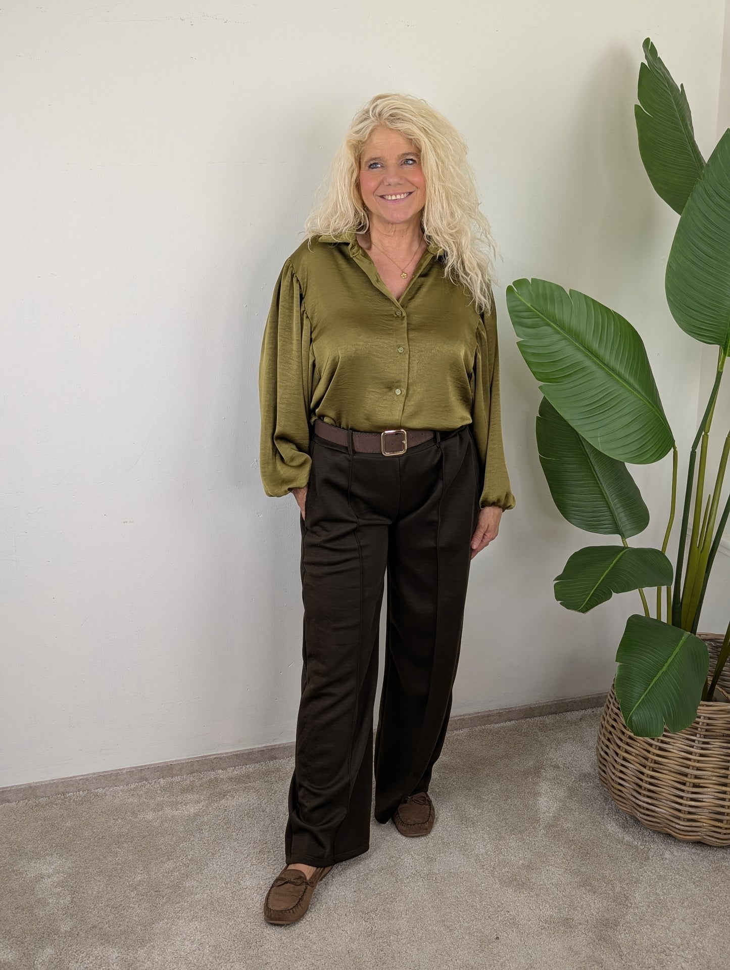 Dana satin look blouse - Pistache