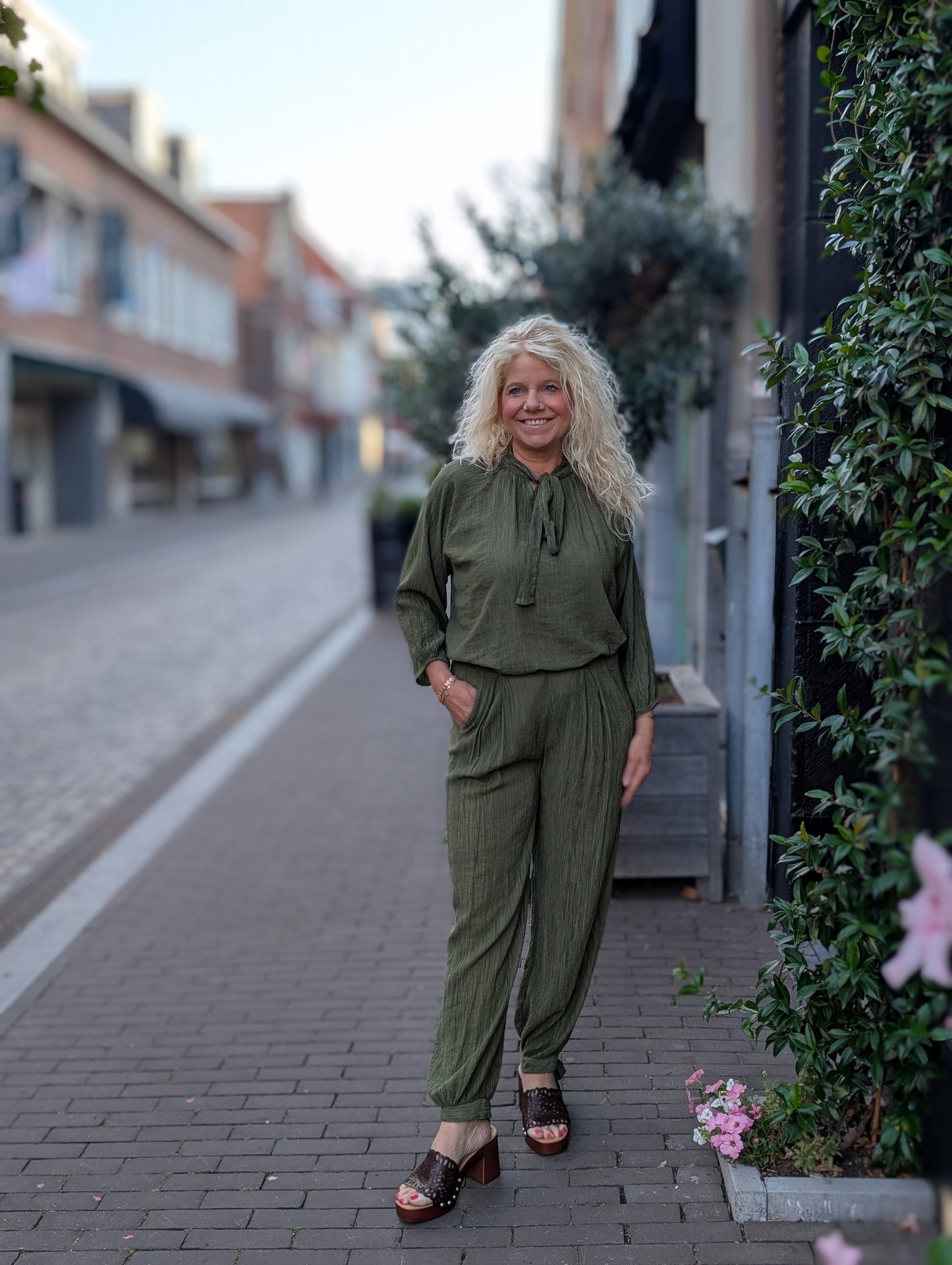 Bibara ballon broek met strik onderin - Groen