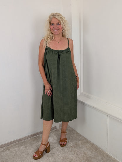 Amalfi crincle dress - Groen