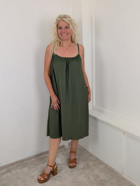 Amalfi crincle dress - Groen