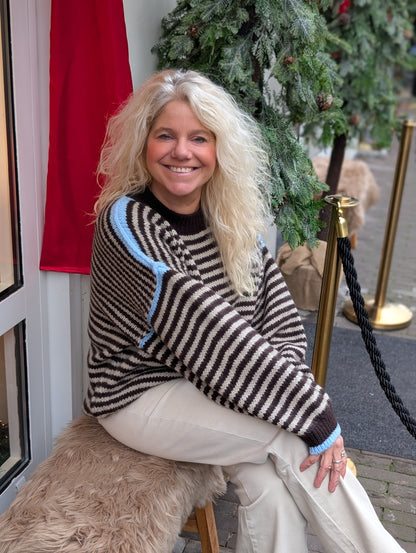 Gebreide trui Semra - Bruin/Blauw