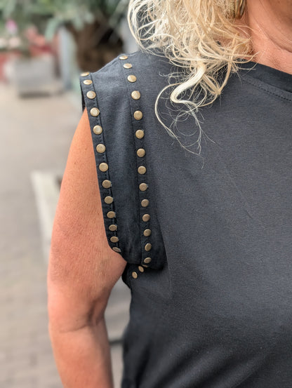 Moon studs top - Zwart