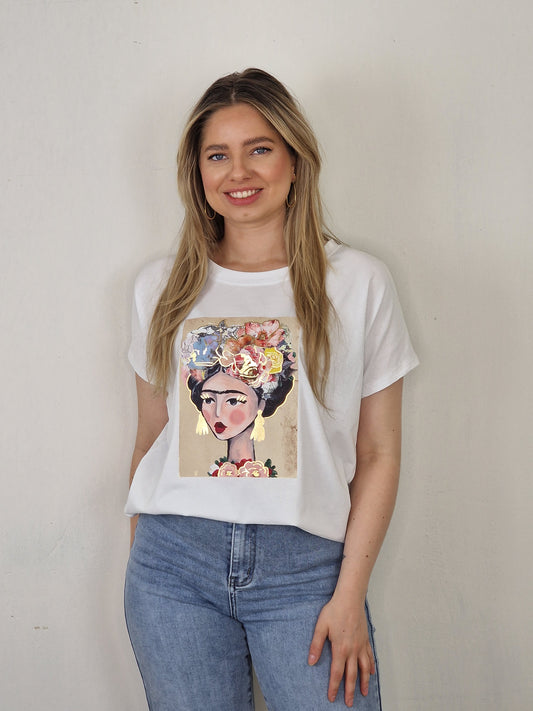 Frida shirt - Creme flower