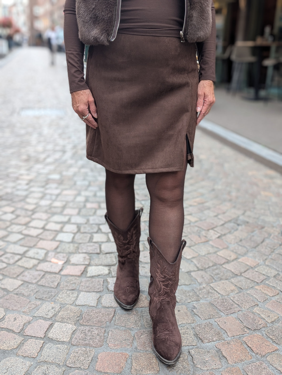 Tagy suede look Skort – Bruin