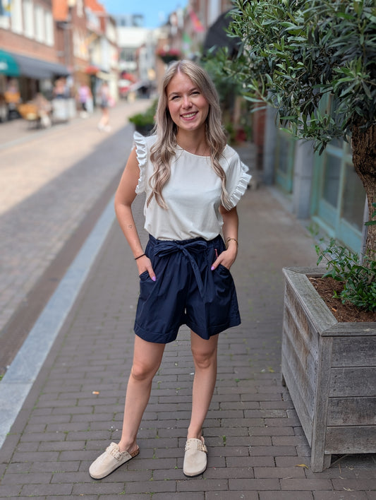 Katoenen paperbag Short - Donkerblauw