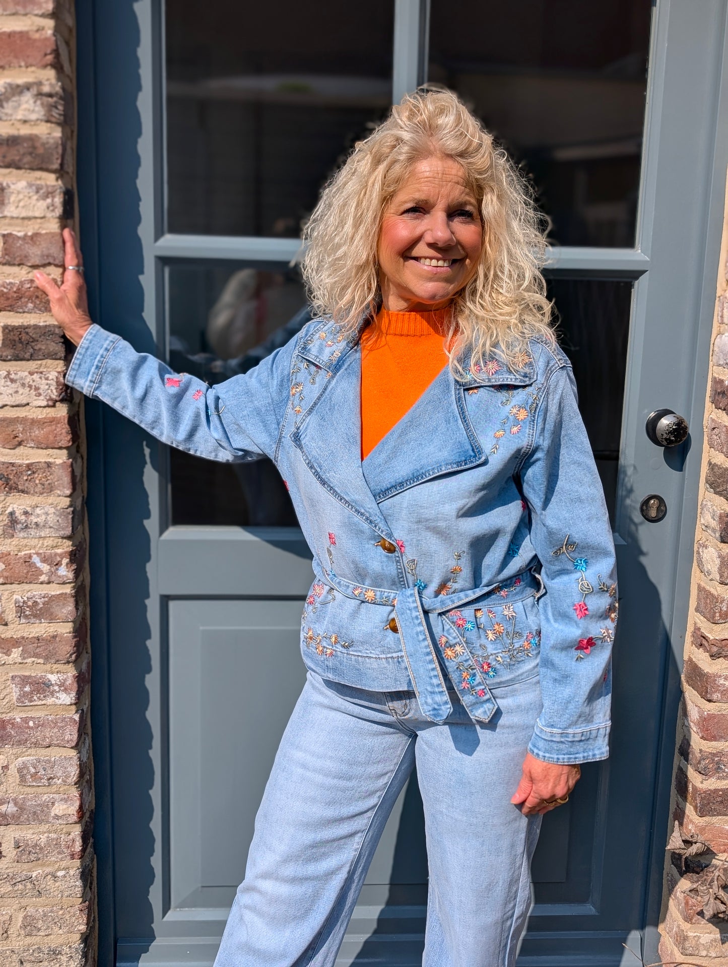 Flower denim jacket - Jeans