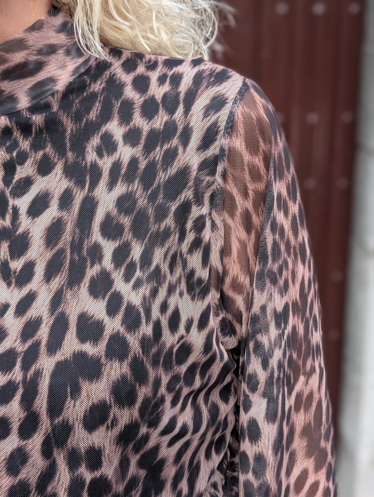 Belle panter ballon jurk - Beige/Zwart