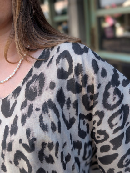 Panterprint ballon blouse - Beige